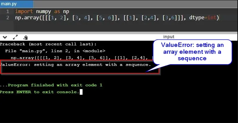 ValueError: setting an array element with a sequence