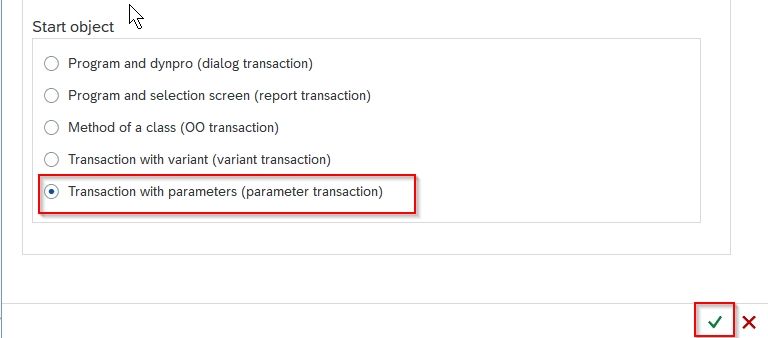 Transaction with parameter