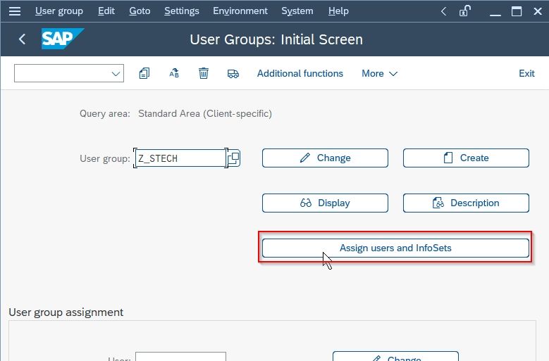 user group assignment sap