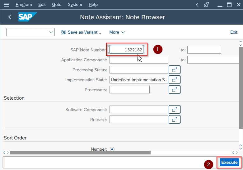 Enter SAP Note Number