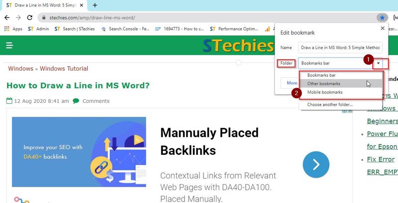 Adding Bookmarks in Chrome