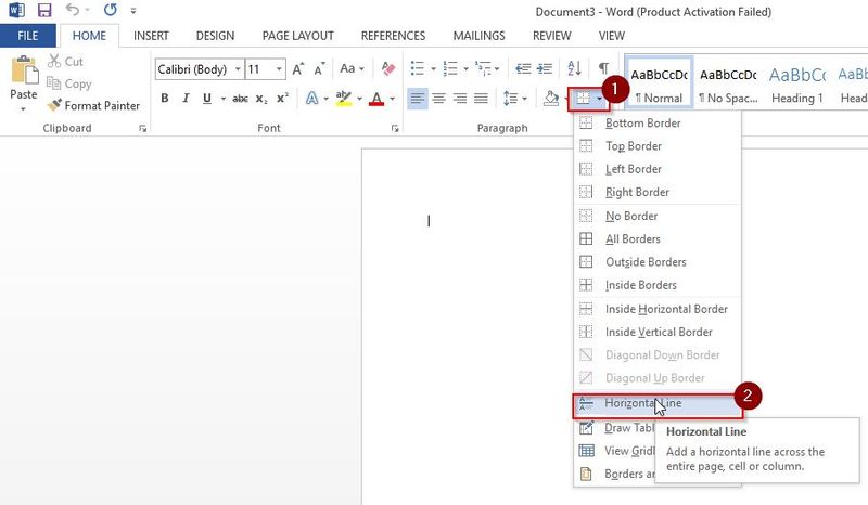 inserting horizontal text in word