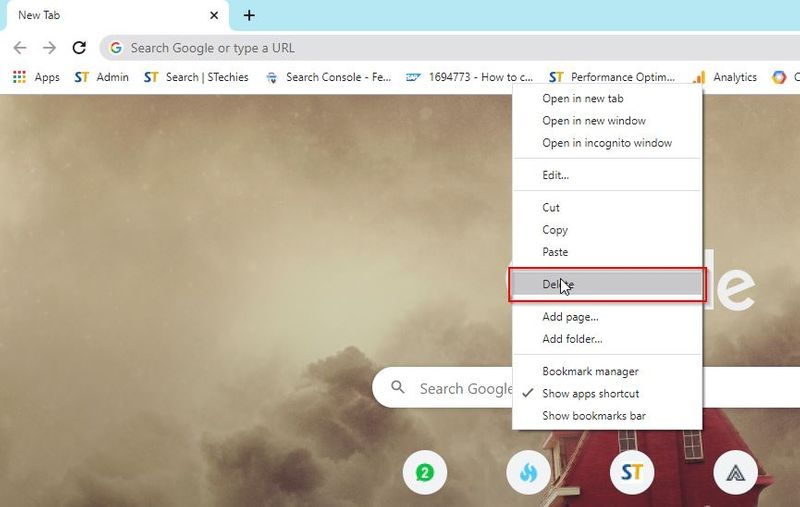 Deleting Bookmark in Chrome