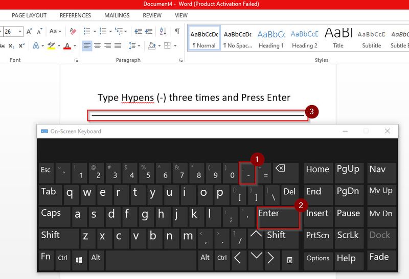 Create Lines in Word Using Keyboard