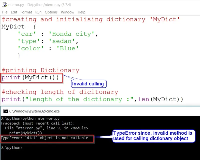 TypeError: ‘dict’ object is not callable. 