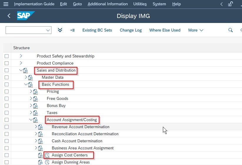 SaP menu path