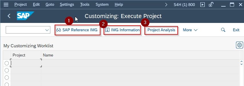 Customizing: Execute Project