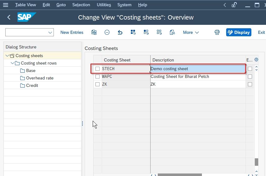 New Costing Sheet