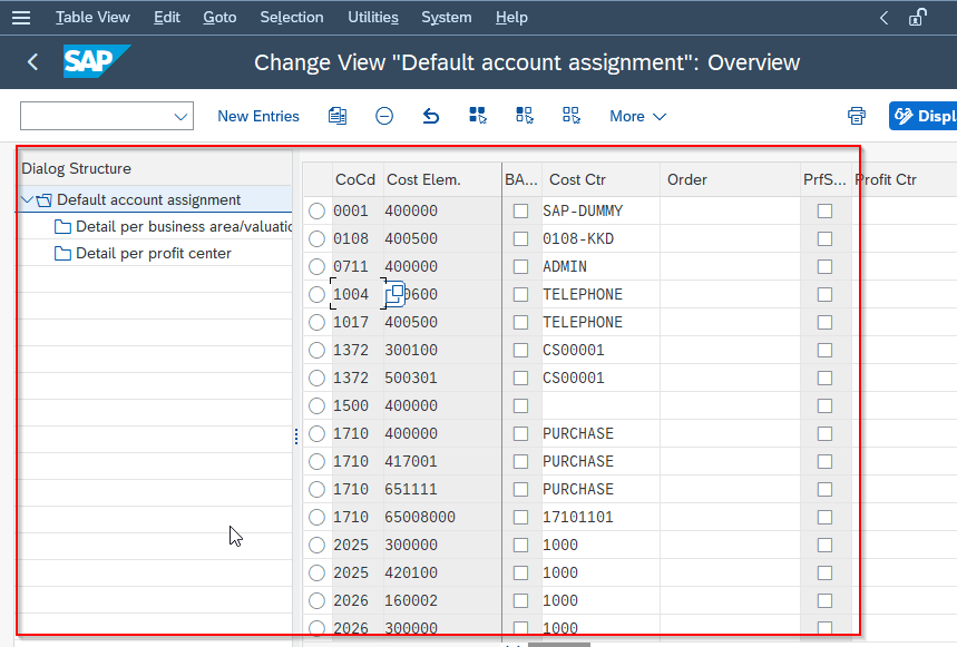 how to create new account assignment in sap