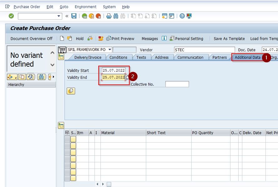 sap blanket po account assignment