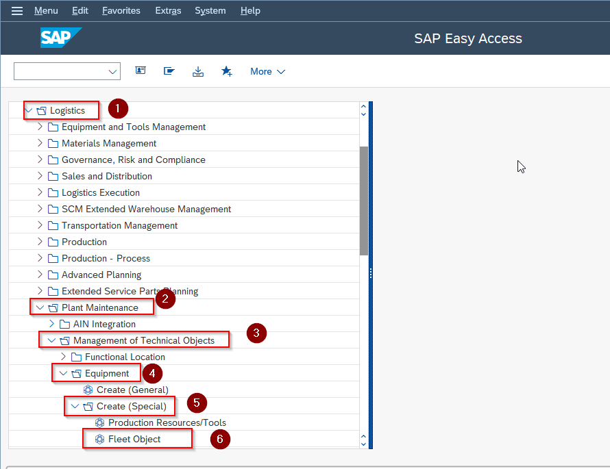 SAP menu Path