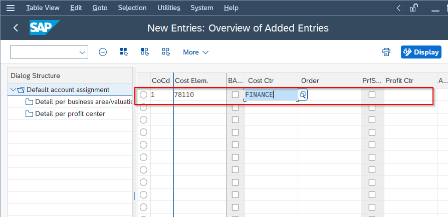 enter only one true account assignment in sap