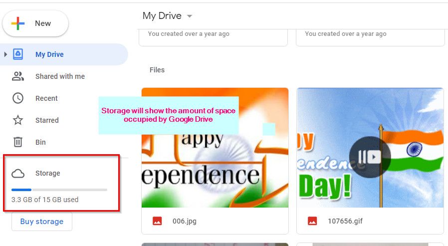 Google Drive Storage Column