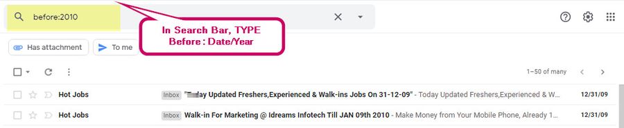 Filter Mail By Date/Year