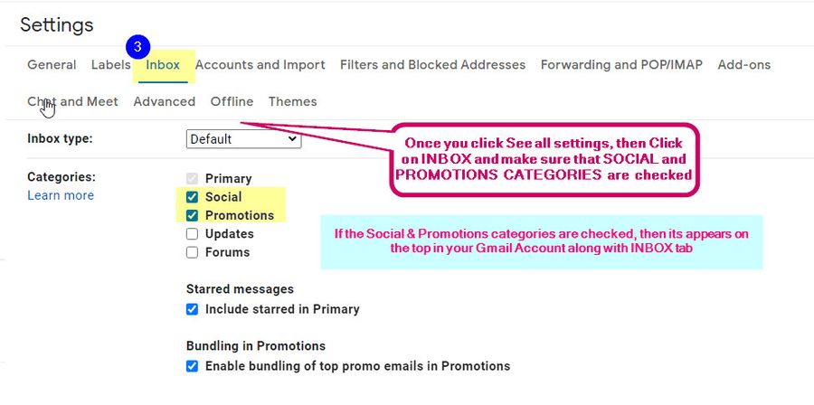 enable promotional social mail tab