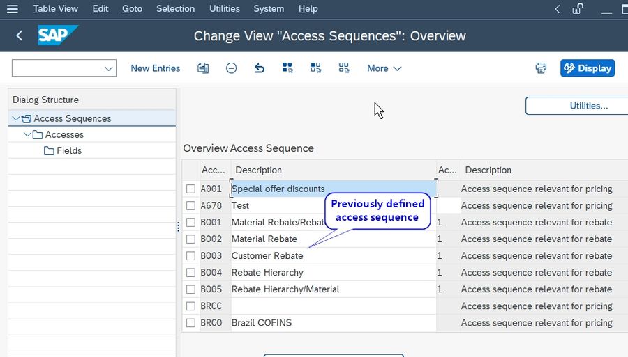 Preivously defined access Sequence