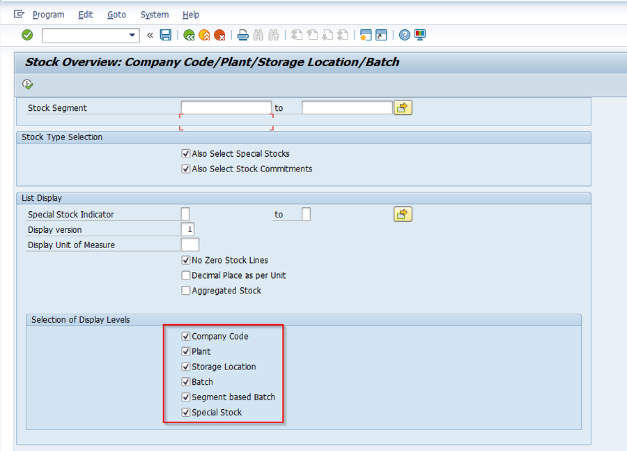 SAP T-code MMBE to Display Stock Overview