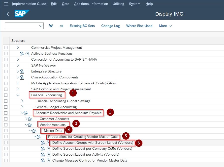 SAP navigation path