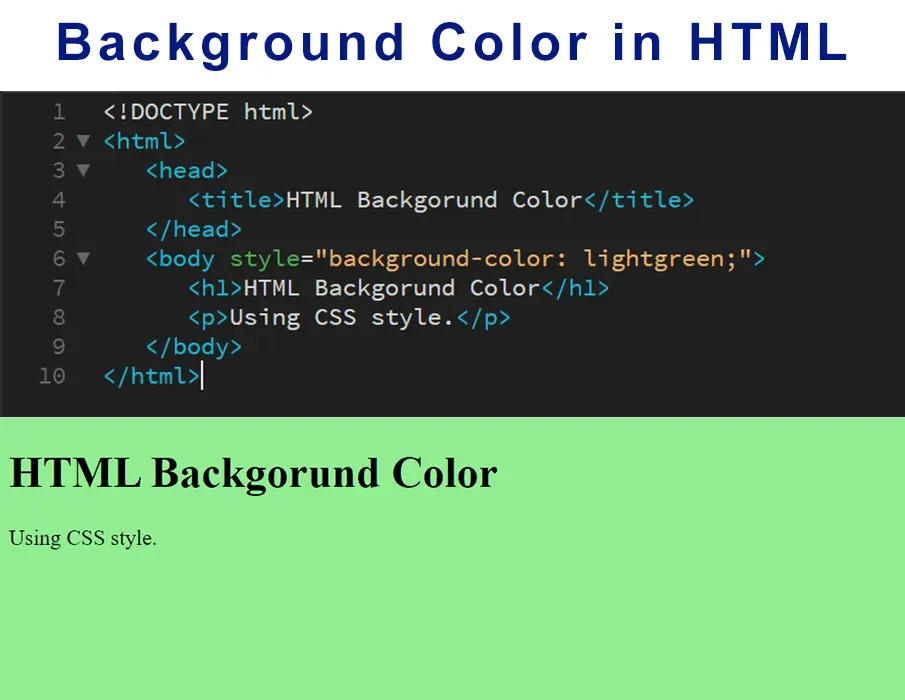 Set background colour in HTML
