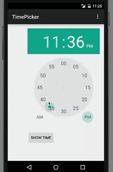 TimePicker Example in Android