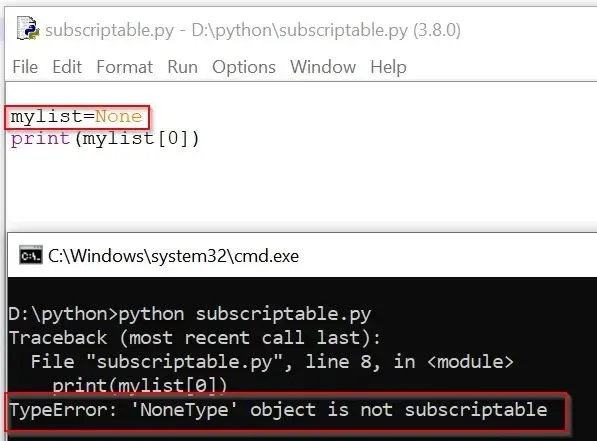 Typeerror: 'Nonetype' Object Is Not Subscriptable