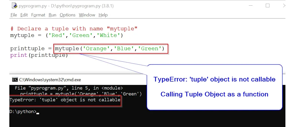 TypeError 'tuple' object is callable
