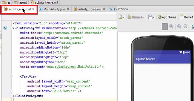 Splash Screen in Android Studio Example