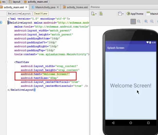 Splash Screen in Android Studio Example